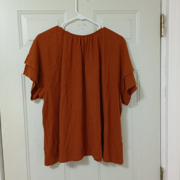 a.n.a A New Approach Womens Rust Blouse Size XXL With Bell Sleeves - Picture 8 of 11